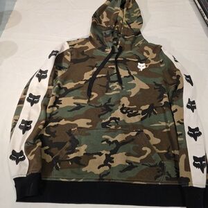 Fox Racing Camo Women's Sweatshirt Logo Sleeves Size Small Hoodie Pullover